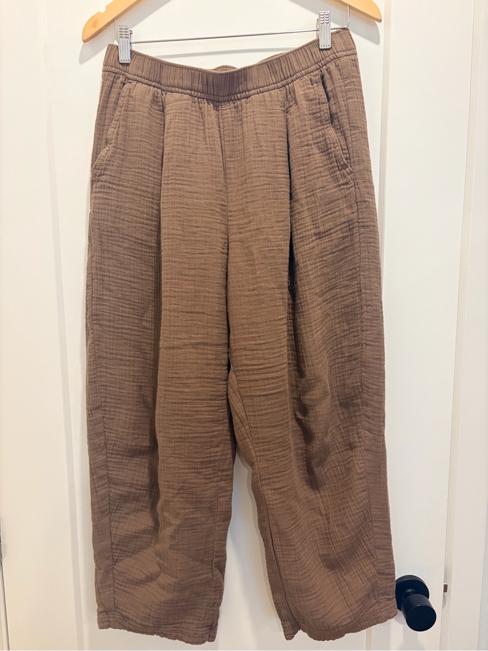 GAP cotton Gauze Easy Barrel Pants in Brown - Picture 2 of 3